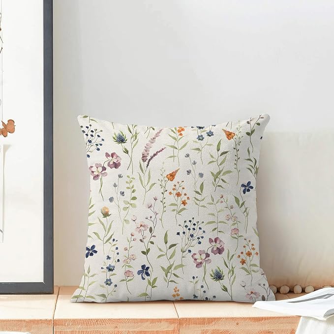 AEIOAE Spring Pillow Covers 18x18 Inch Set of 2, Sage Green Colorful Wild - Image 3