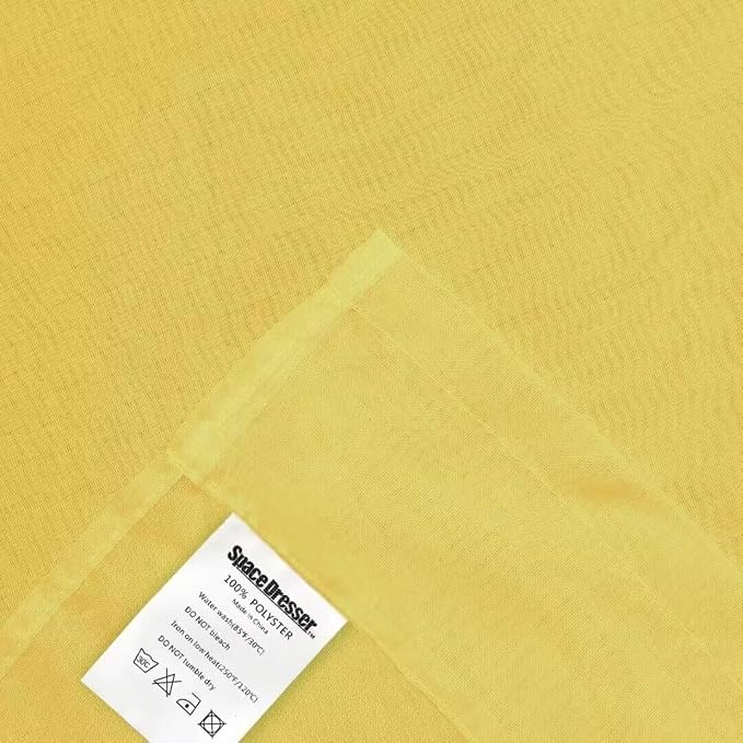 SpaceDresser Yellow Sheer Curtains 4 Panels Rod Pocket Semi-Sheer Curtain 90 - Image 6