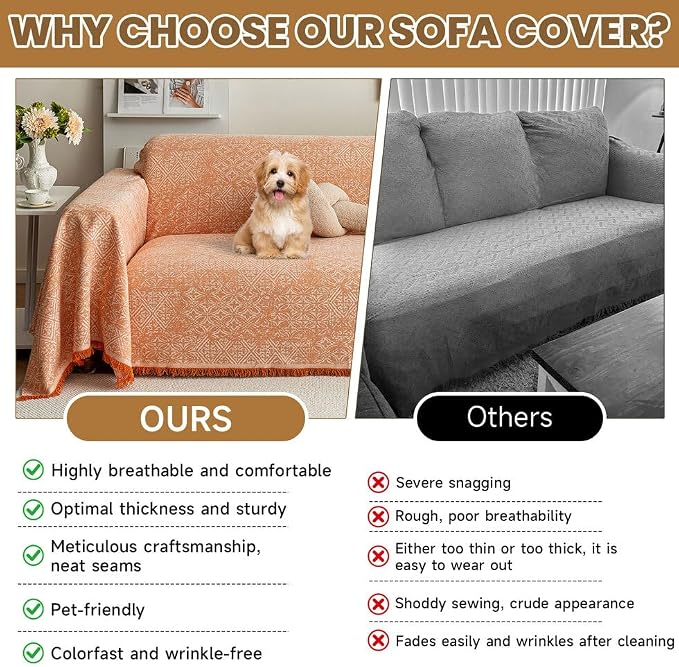 ROOMLIFE Orange Couch Cover Boho Sofa Covers - Image 3