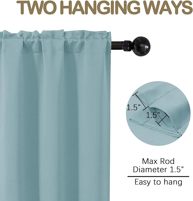 OVZME Aqua Blackout Curtains for Small Window Treatment, Light Blocking Short - Image 4