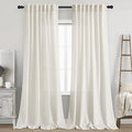 2 Panels Set Cream Linen Curtains 100 inches Long by Nanspring