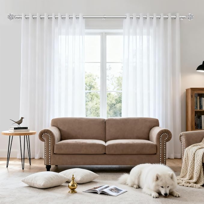 USFOOK Silver Curtain Rod, 7/8 Inch Curtain Rods - Image 2