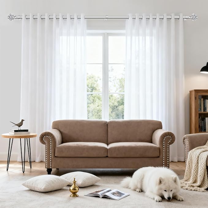 Silver Curtain Rods for Windows 48 to 84 Inch, USFOOK 7/8 inch Telescoping - Image 3