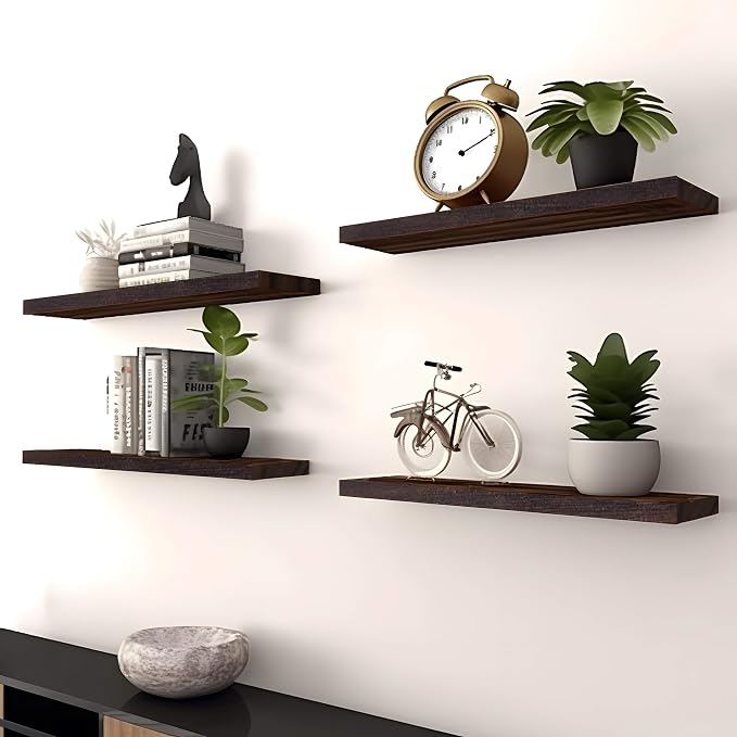 PHPH Wood Floating Shelves for Wall, Wooden Wall Shelves for Bedroom - Image 4