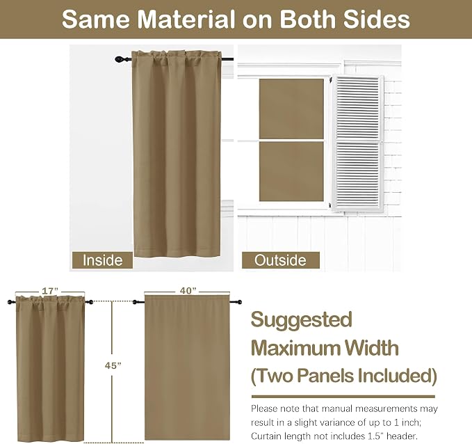 OVZME Taupe Short Blackout Curtains - Image 2