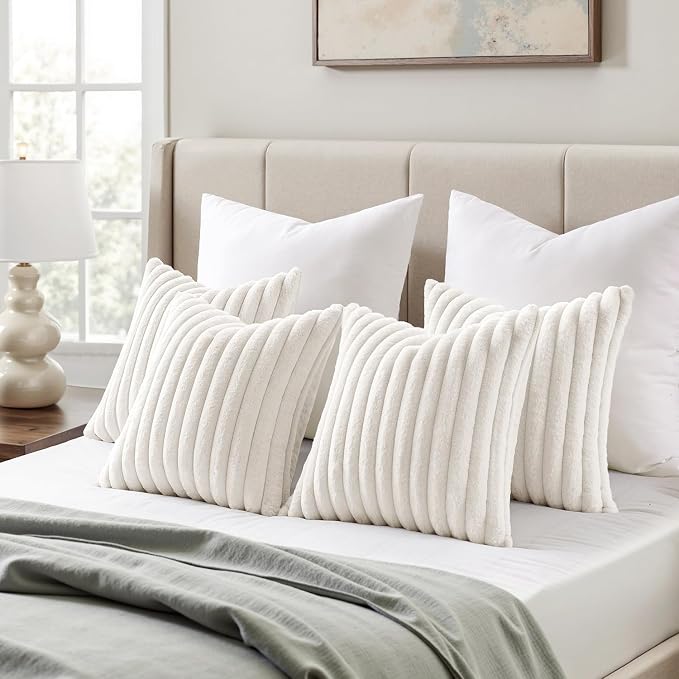 MIULEE Faux Fur Plush Decorative Throw Pillow Covers 18x18 Set of 4, Spring - Image 5