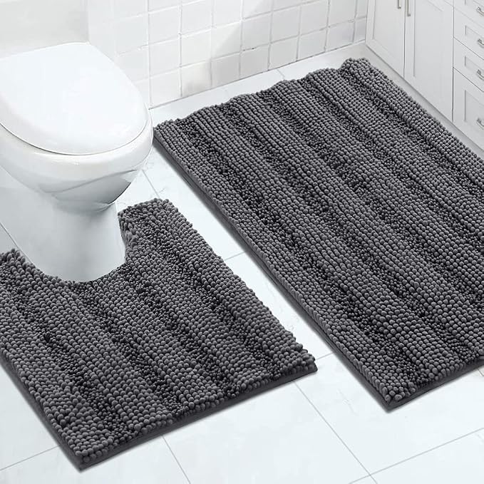 Turquoize Chenille Bathroom Rugs Set Non-Slip Bath Mats by Turquoize