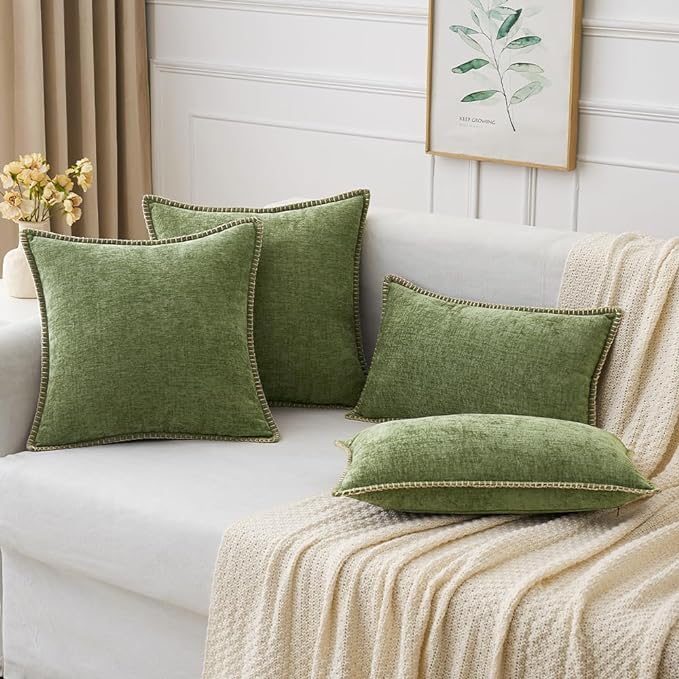 MIULEE Pack of 2 Couch Throw Pillow Covers 18x18 Inch Sage Green Farmhouse - Image 5