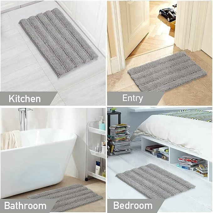 Turquoize Chenille Shaggy Non Slip Bath Mat - Image 6