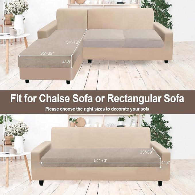 NAISI Sectional Couch Cover 1 Piece Velvet Separate Chaise Lounge Cover Soft - Image 5