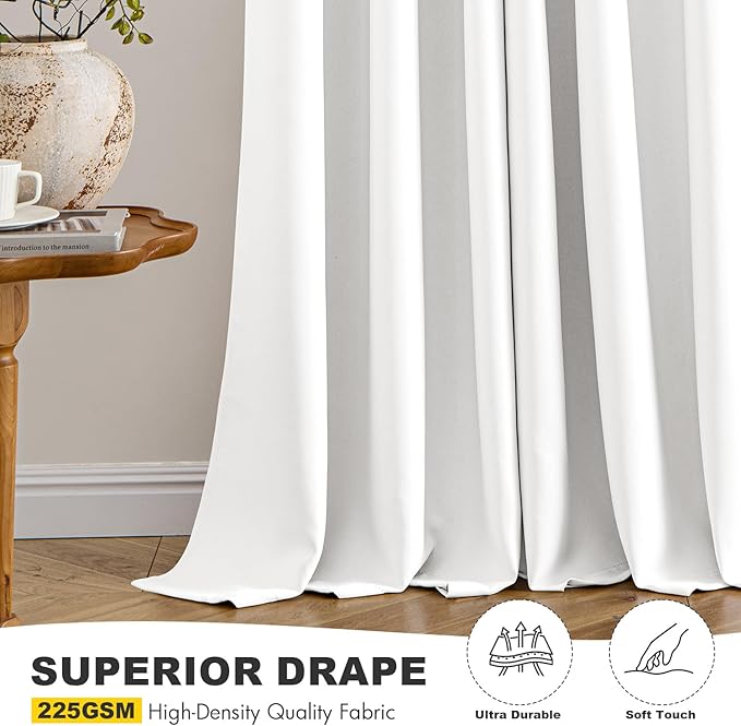 MIULEE Pure White Curtains for Bedroom Living Room 84 Inches Long 2 Panels - Image 5