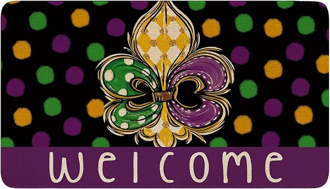 Mardi Gras Door Mat, Entryway Front Porch Welcome Mat by Xsinufn