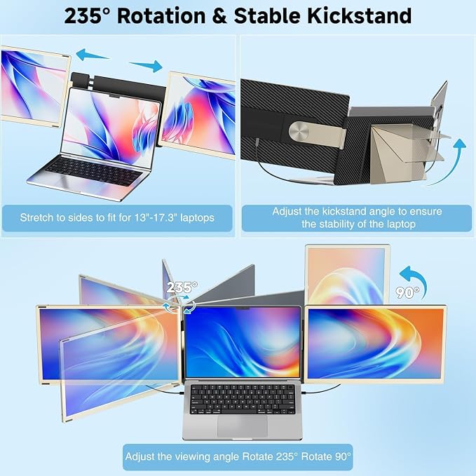 KEFEYA Laptop Screen Extender 15.6", FHD 1080P Portable Triple Monitor - Image 7