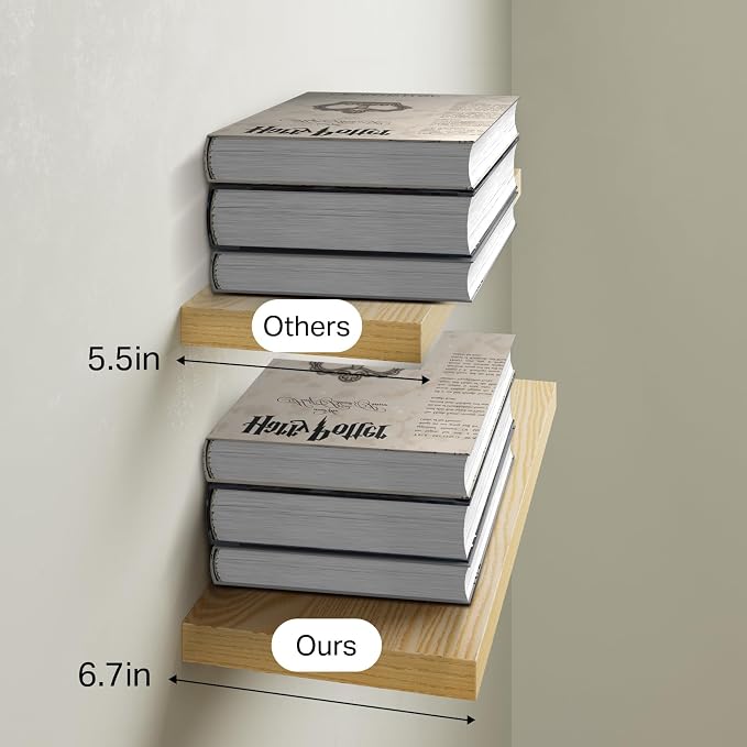 BAYKA Floating Shelves for Wall, Wall Mounted Rustic Wood Shelves for Bathroom - Image 7