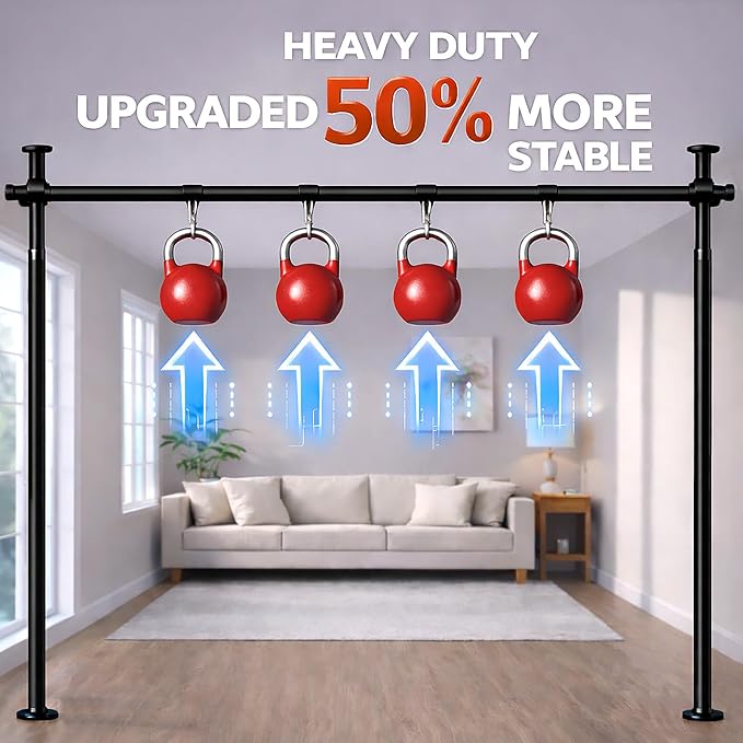 Room Divider Tension Rod No Drill, Adjustable 35-100" W x 43-120" H - Image 3