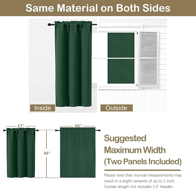 OVZME Kitchen Curtains for Small Window Treatment, Light Filtering Short Cafe - Image 2