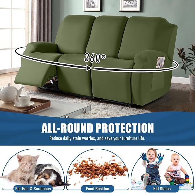 TAOCOCO Recliner Couch Covers 3 Pieces, Stretch Sofa Covers - Image 3