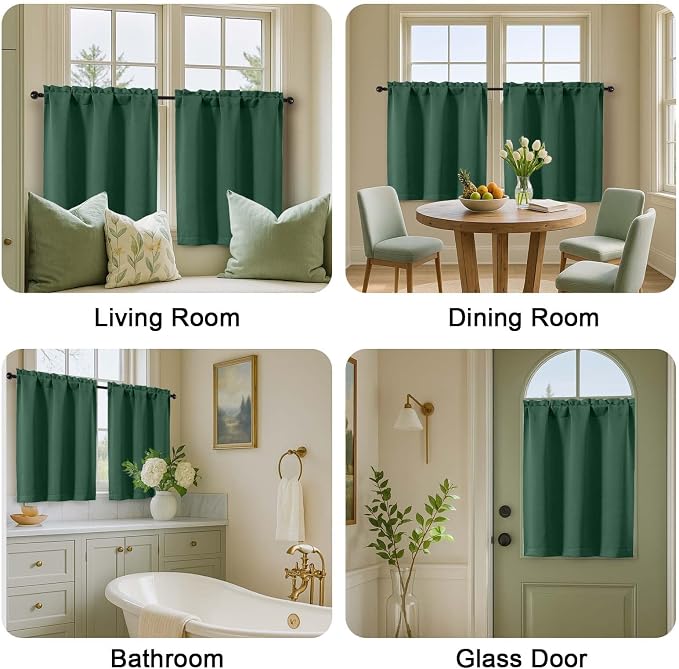 OVZME Kitchen Curtains for Small Window Treatment, Light Filtering Short Cafe - Image 9