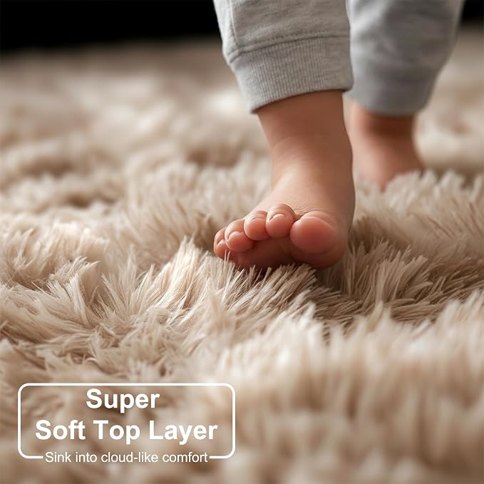 Amdrebio Tie-Dyed Beige Tan Area Rugs - Image 2