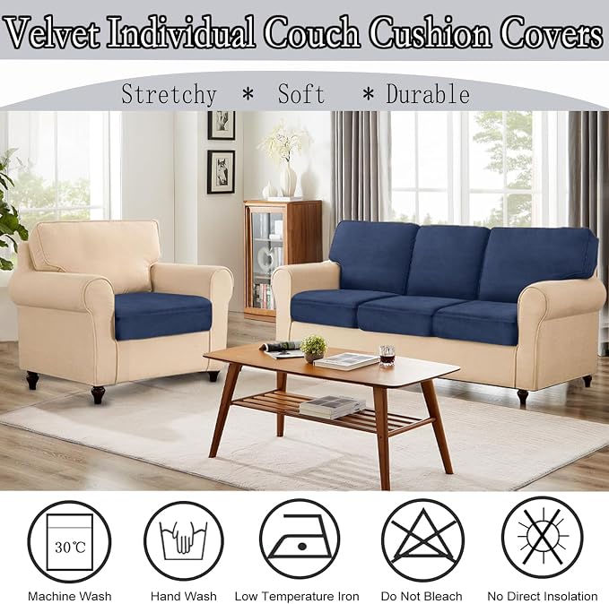 NAISI Couch Cushion Covers 1 Piece Velvet Stretch Sofa Seat Covers or Backrest - Image 5