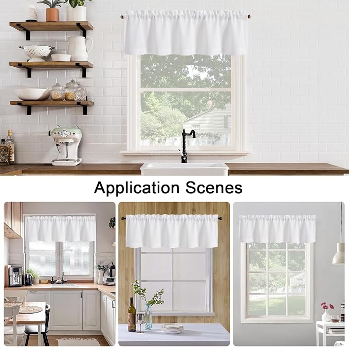 Chyhomenyc White Faux Linen Slub Textured Semi Sheer Small Window Kitchen - Image 4