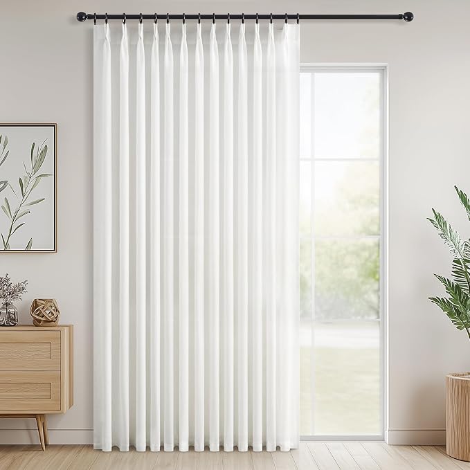 Topfinel 90 Inches Long Pinch Pleated Semi Sheer Curtains by Topfinel