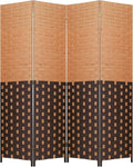 Room Divider 6FT Wall Divider 4 Panels Wood Mesh Hand-Woven Design Room Screen by FDW
