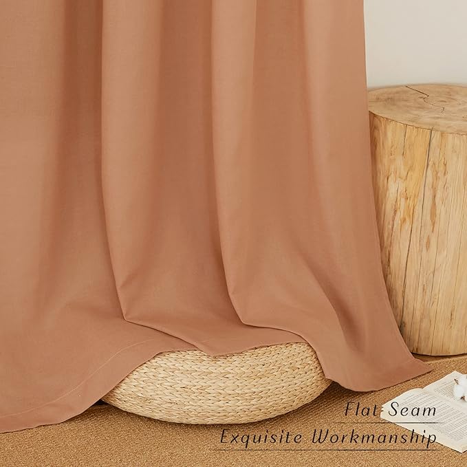 NICETOWN Linen Curtains 84 inch Length 2 Panels Burnt Orange, Grommet Privacy - Image 7