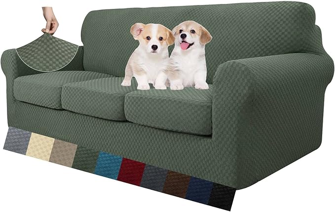 MAXIJIN 4 Piece Couch Covers for 3 Cushion Couch Super Stretch Non Slip Couch by MAXIJIN