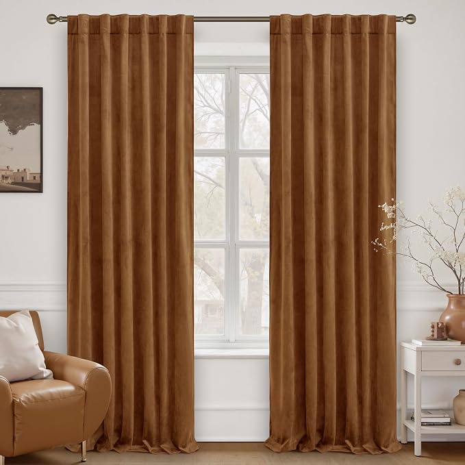 LAMIT Golden Brown Velvet Curtains by LAMIT