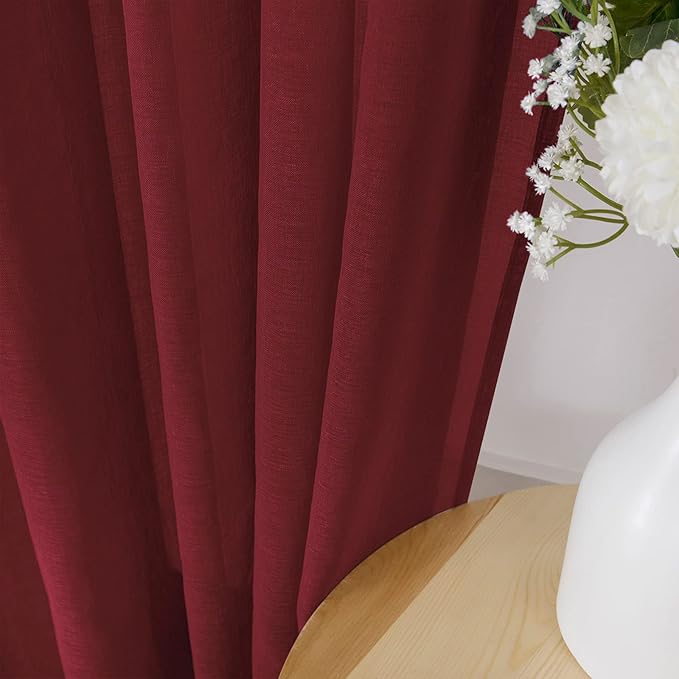 Tollpiz Short Sheer Curtain Linen Textured Bedroom Curtains Sheer Light - Image 3