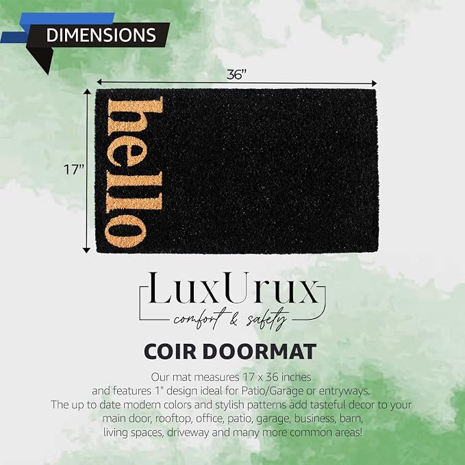 LuxUrux Welcome Mats Outdoor Coco Coir Doormat, - Image 2