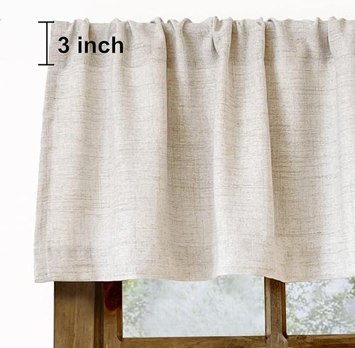 2 Pack Faux Linen Valance for Windows Kitchen Living Room Valances Rod Pocket - Image 2