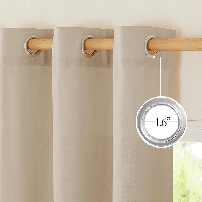 NICETOWN Linen Flax Semi Sheer Curtains 92" Length, Grommet Window Treatments - Image 5