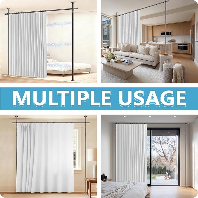 Jilron No-Drill Divider for Room Separation Set: Includes 106" W x 96" L White - Image 4
