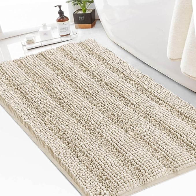 Turquoize Chenille Bath Rugs Shaggy Bathroom Rugs Non Slip Bath Mat by Turquoize
