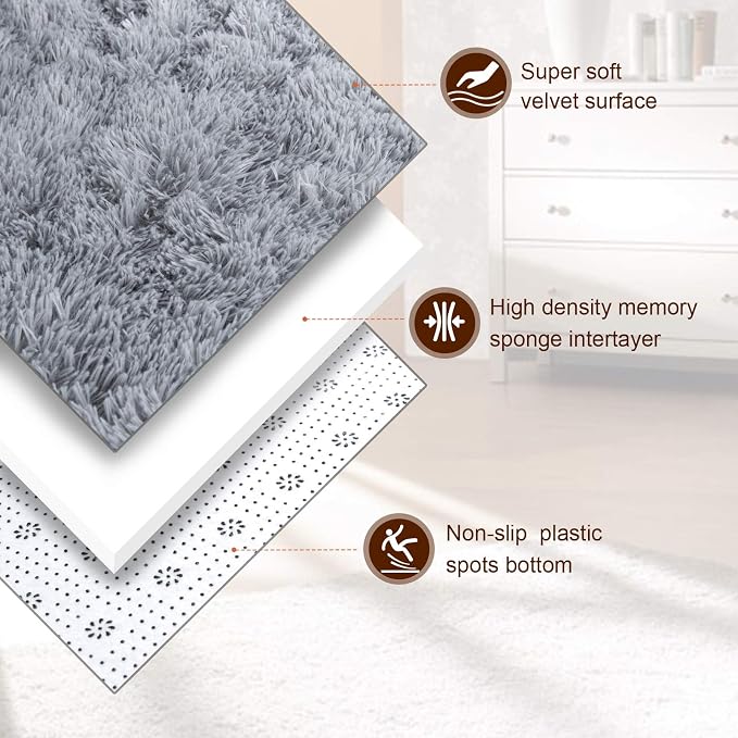 TWINNIS Super Soft Shaggy Rugs Fluffy Carpets, 4x5.9 Feet, Indoor Modern Plush - Image 2