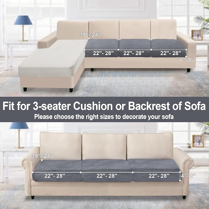 NAISI Couch Cushion Covers 3 Pieces Velvet Stretch Sofa Seat Covers or Backrest - Image 6