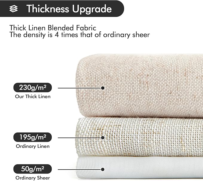 MIULEE Non-See-Through Privacy Linen Curtains 2 Panels, Light Filtering Window - Image 5