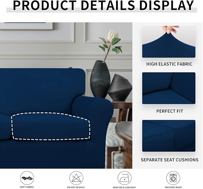 Easy-Going 3 Pieces Stretch Soft Couch Cover - Image 4