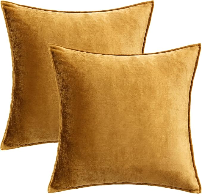 MIULEE Dark Gold Velvet Throw Pillow Covers 22x22 Soft Decorative Solid Square - Image 6