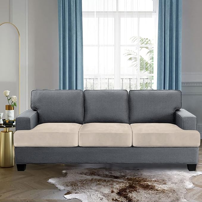 H.VERSAILTEX Stretch Velvet 3 Piece T Cushion Sofa Slipcovers Individually - Image 2