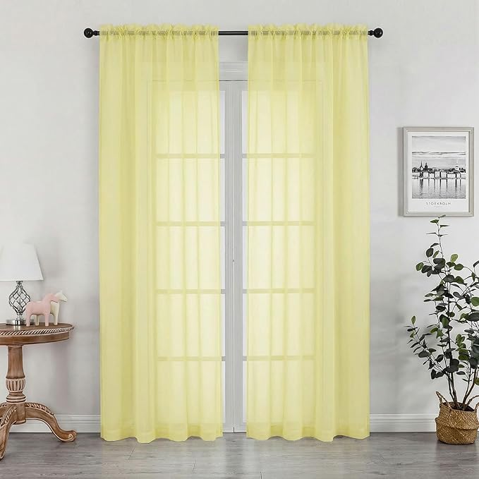 OWENIE Sheer Curtains 84 inches Long 2 Panels Set by OWENIE
