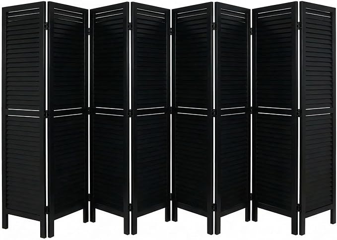 Bluecat 8 Panel Room Divider, Freestanding Solid Wood Partition Wall by Unknown