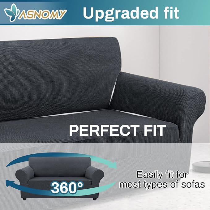 Asnomy Sofa Covers for 2 Cushion Couch Stretch loveseat Covers Slipcovers - Image 5