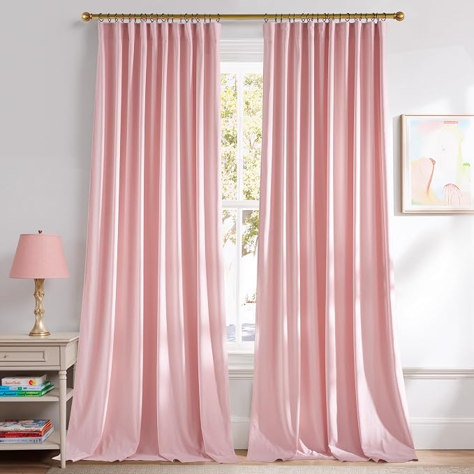 NICETOWN Pink Velvet Curtains 84 inch Long 2 Panels by NICETOWN