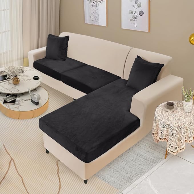NAISI Sectional Couch Cover 3 Pieces Velvet Separate Couch Cushion Covers L - Image 2