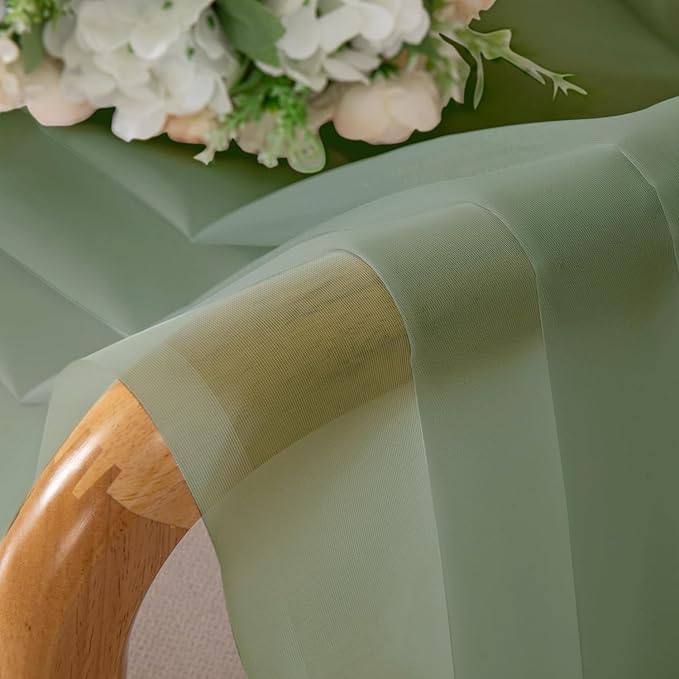 Aiyufeng Sage Green Sheer Voile Window Treatment Rod Pocket Curtain Panels - Image 4