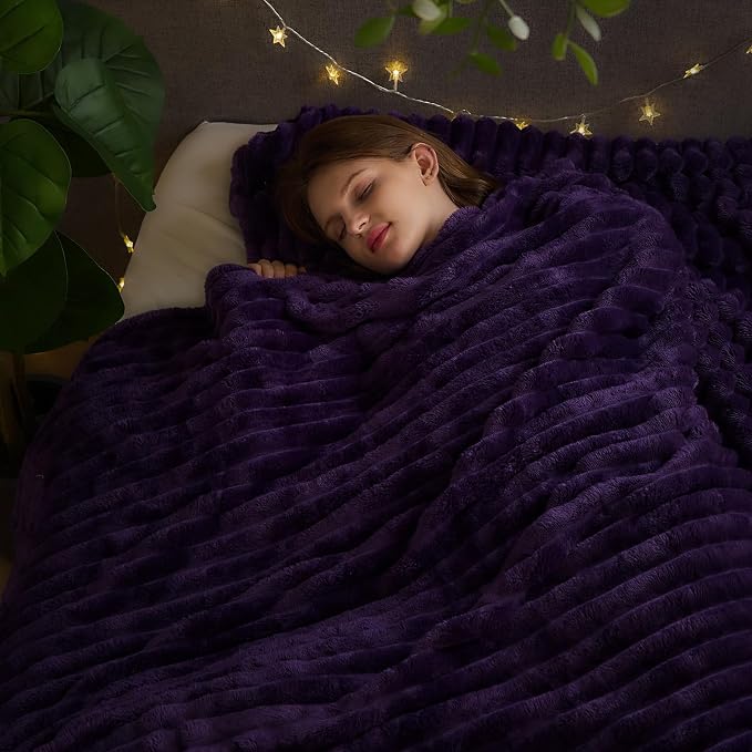 NEWCOSPLAY Super Soft Queen Blanket Purple Premium Silky Flannel Fleece 3D - Image 2