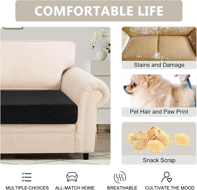 SearchI Stretch Jacquard Sofa Couch Cushion Covers Replacement Reversible - Image 4